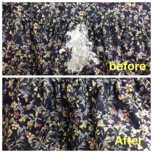 柄物ワンピースについたペンキをクリーニング