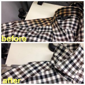 チェック柄の染み